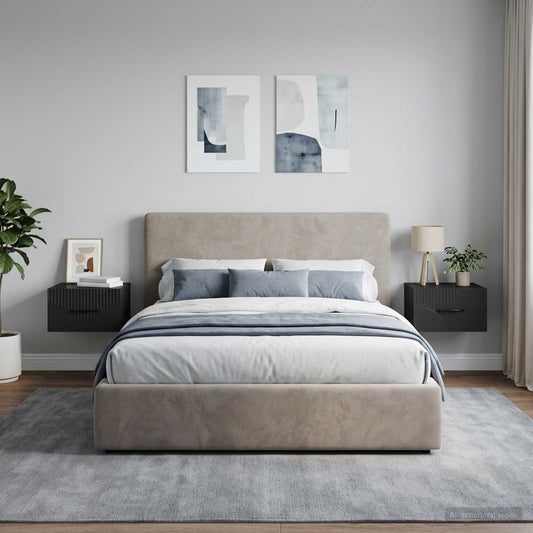 Mobiletto da notte a muro 2 pcs Nero 34,5 x 33 x 20 cm | homemem39