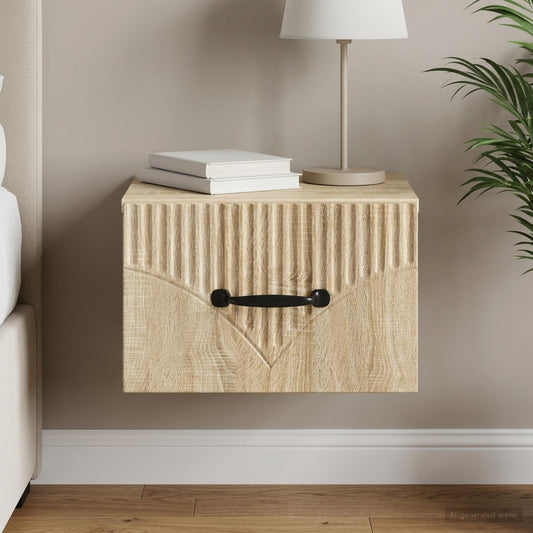 Mobiletto da notte a muro Rovere Sonoma 34,5 x 33 x 20 cm | homemem39