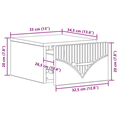 Mobiletto da notte a muro Rovere Sonoma 34,5 x 33 x 20 cm | homemem39