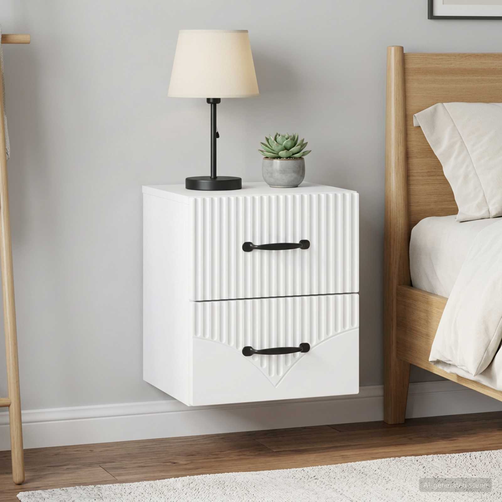Mobiletto da notte a muro 2 pcs Bianco 34,5 x 33 x 40 cm | homemem39