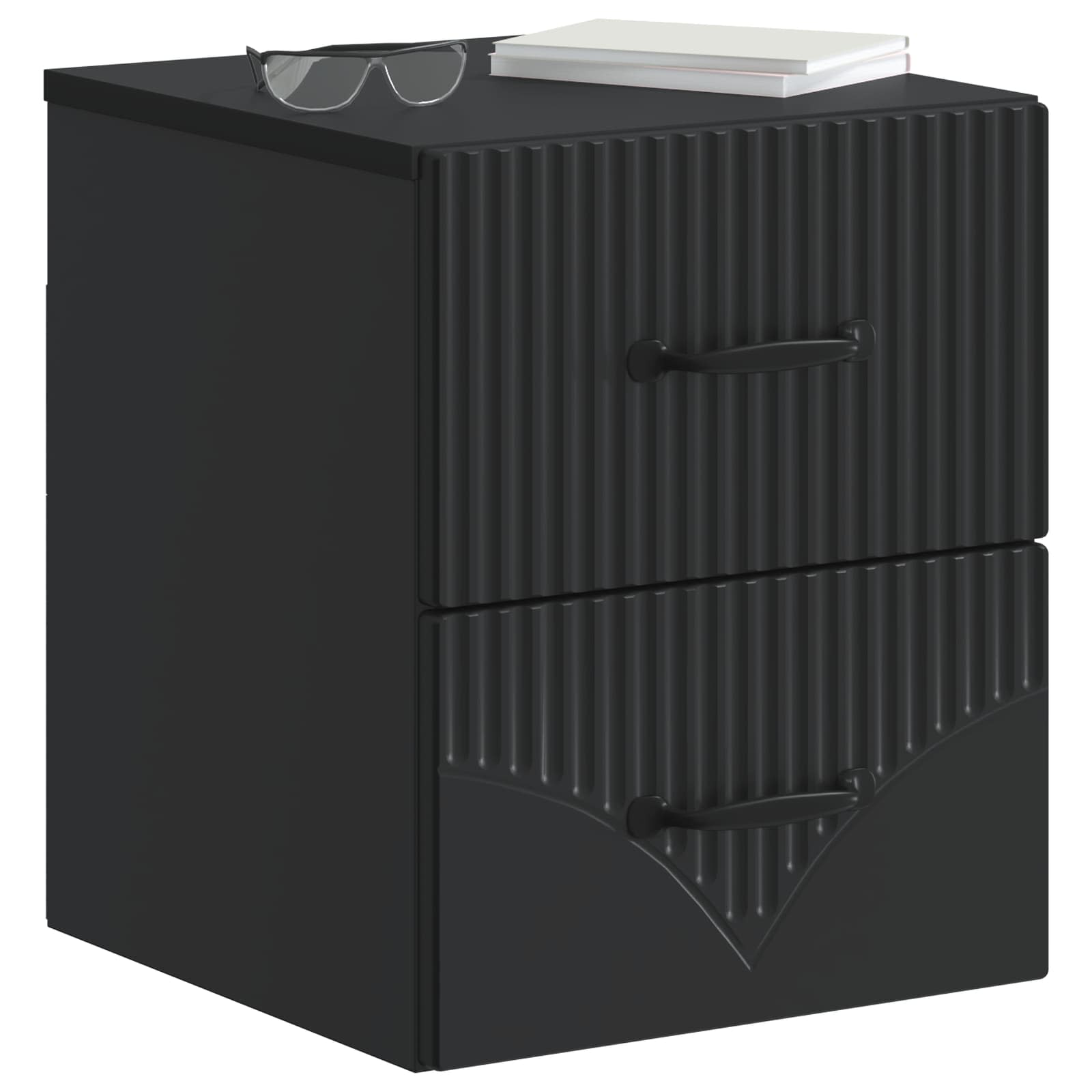 Mobiletto da notte a muro con cassetto Nero 34,5 x 33 x 40 cm | homemem39