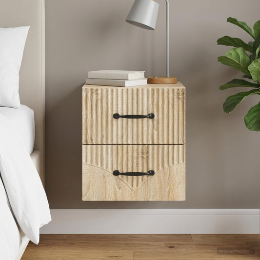 Mobiletto da notte a muro Rovere Sonoma 34,5 x 33 x 40 cm | homemem39