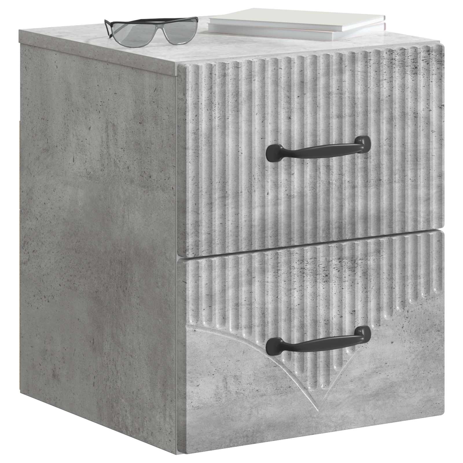 Mobiletto da notte a muro Grigio Cemento 34,5 x 33 x 40 cm | homemem39