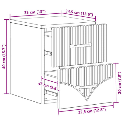Mobiletto da notte a muro Grigio Cemento 34,5 x 33 x 40 cm | homemem39
