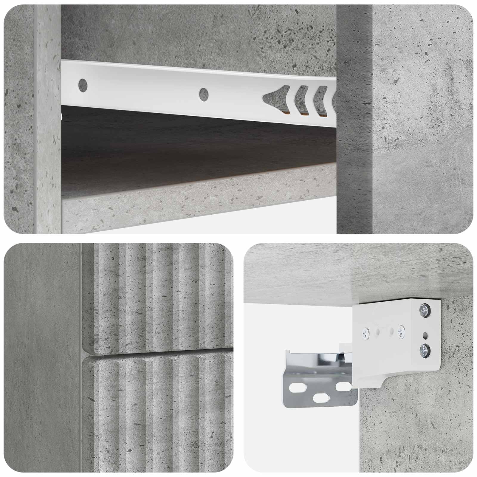 Mobiletto da notte a muro con cassetto 2 pcs Grigio Cemento | homemem39