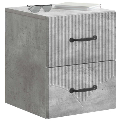Mobiletto da notte a muro con cassetto 2 pcs Grigio Cemento | homemem39