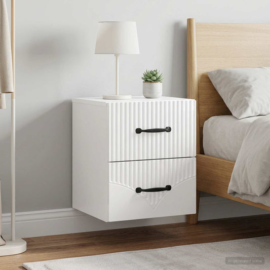 Mobiletto da notte a muro 2 pcs Bianco Lucido 34,5 x 33 x 40 cm | homemem39