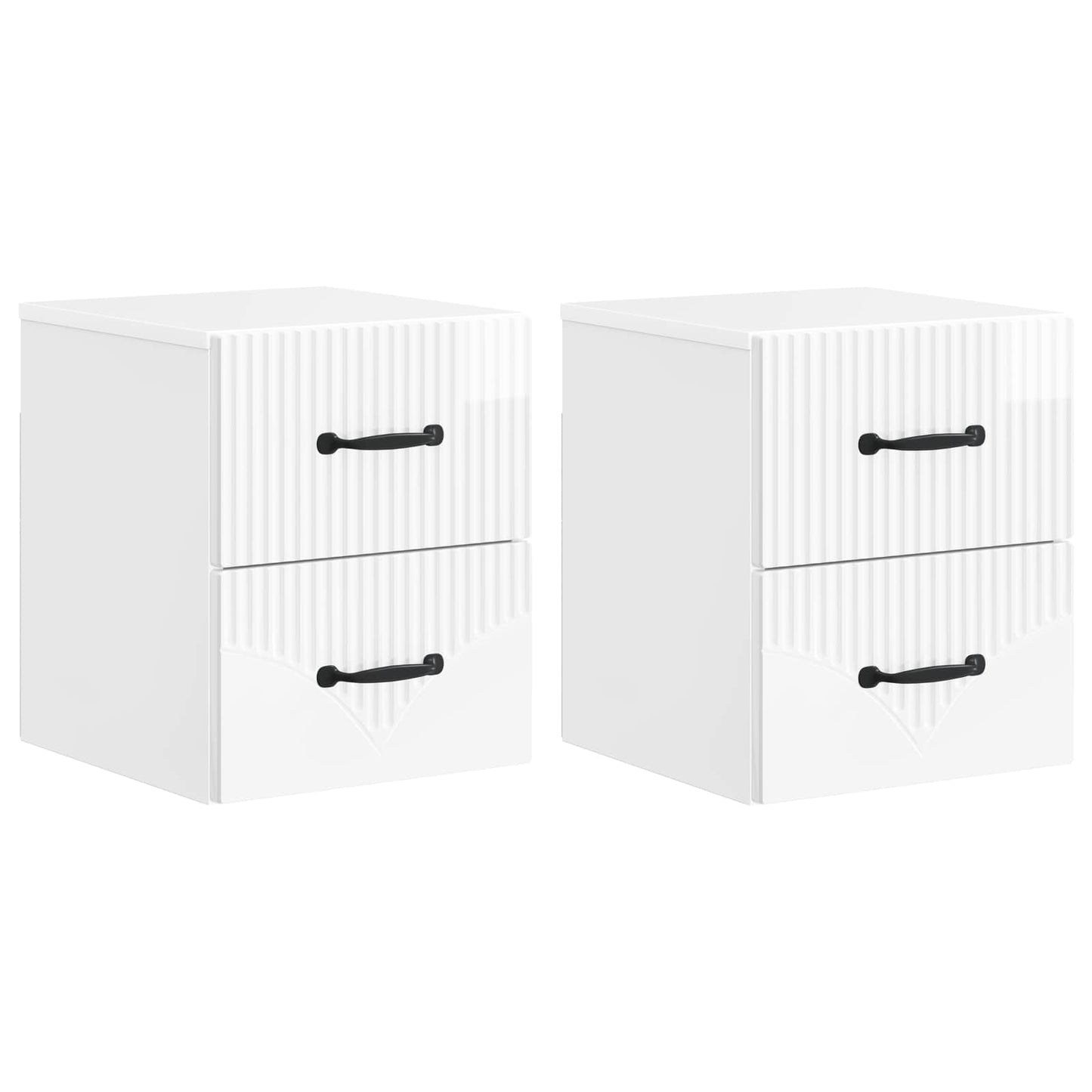 Mobiletto da notte a muro 2 pcs Bianco Lucido 34,5 x 33 x 40 cm | homemem39