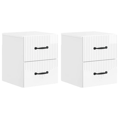 Mobiletto da notte a muro 2 pcs Bianco Lucido 34,5 x 33 x 40 cm | homemem39