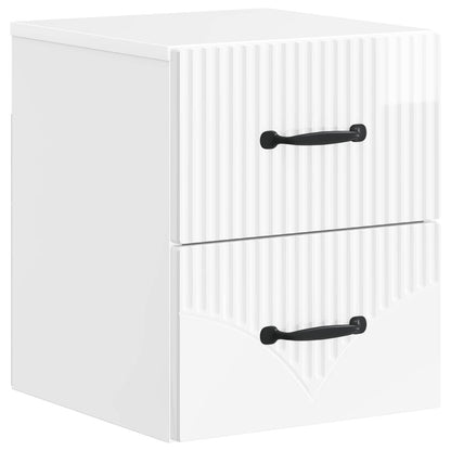 Mobiletto da notte a muro 2 pcs Bianco Lucido 34,5 x 33 x 40 cm | homemem39