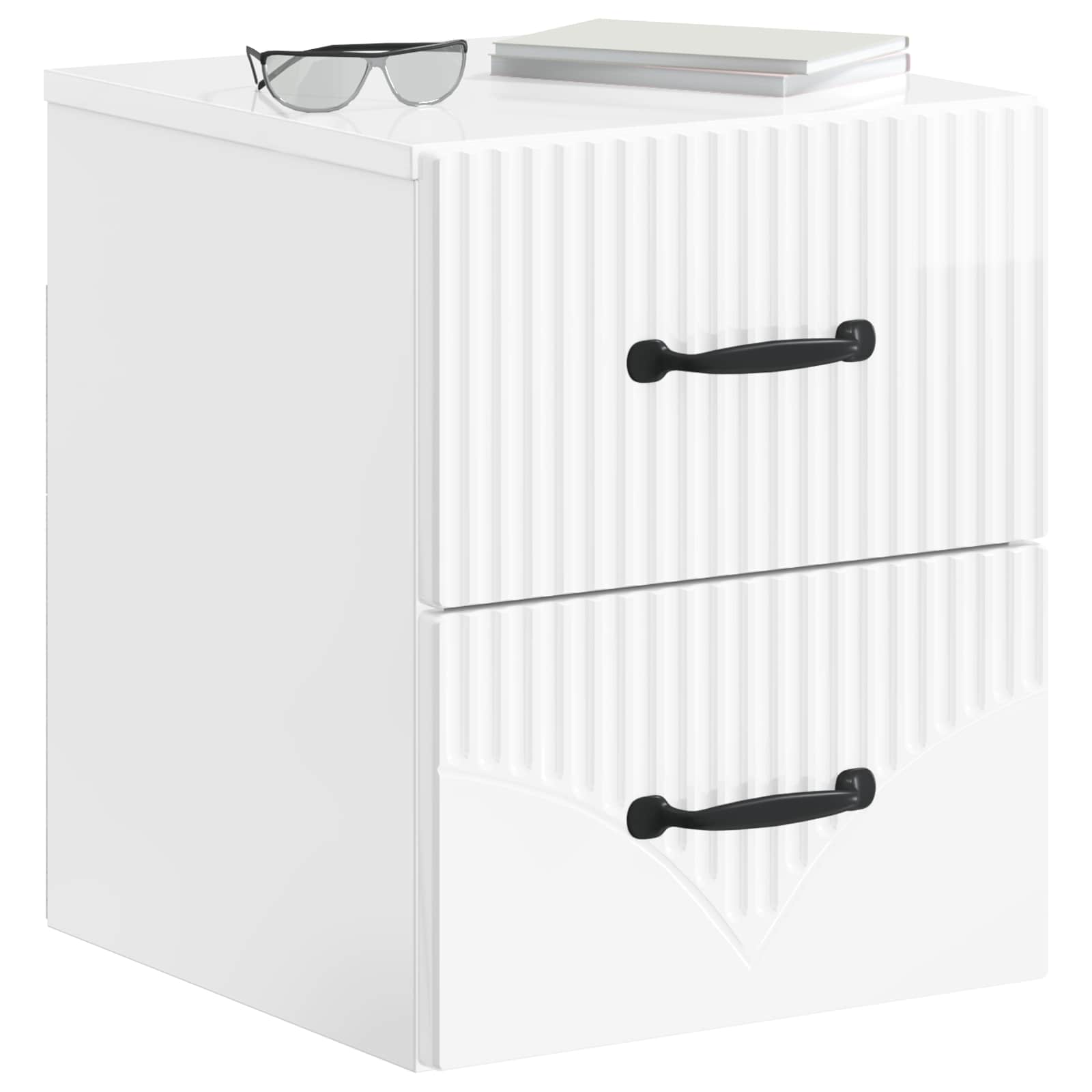 Mobiletto da notte a muro 2 pcs Bianco Lucido 34,5 x 33 x 40 cm | homemem39