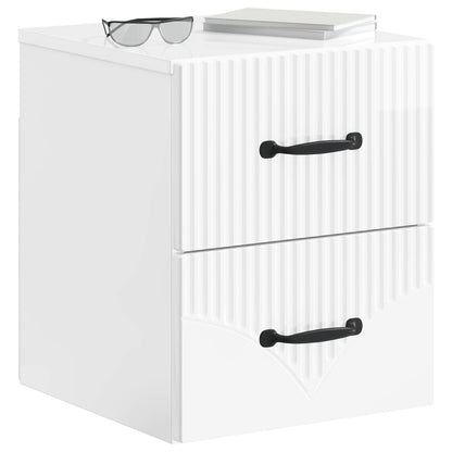 Mobiletto da notte a muro 2 pcs Bianco Lucido 34,5 x 33 x 40 cm | homemem39