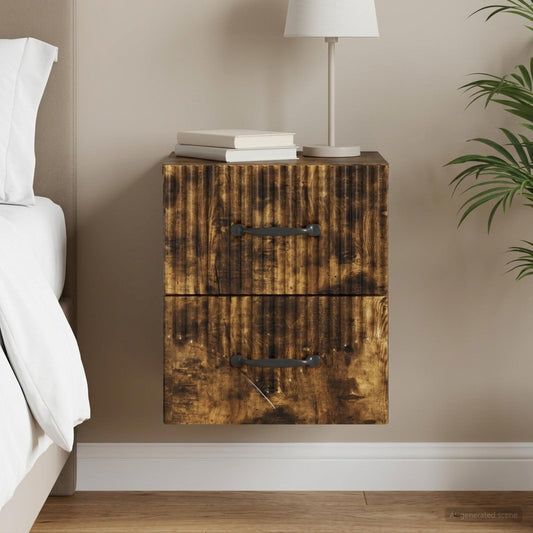 Mobiletto da notte a muro Rovere Fumo 34,5 x 33 x 40 cm | homemem39