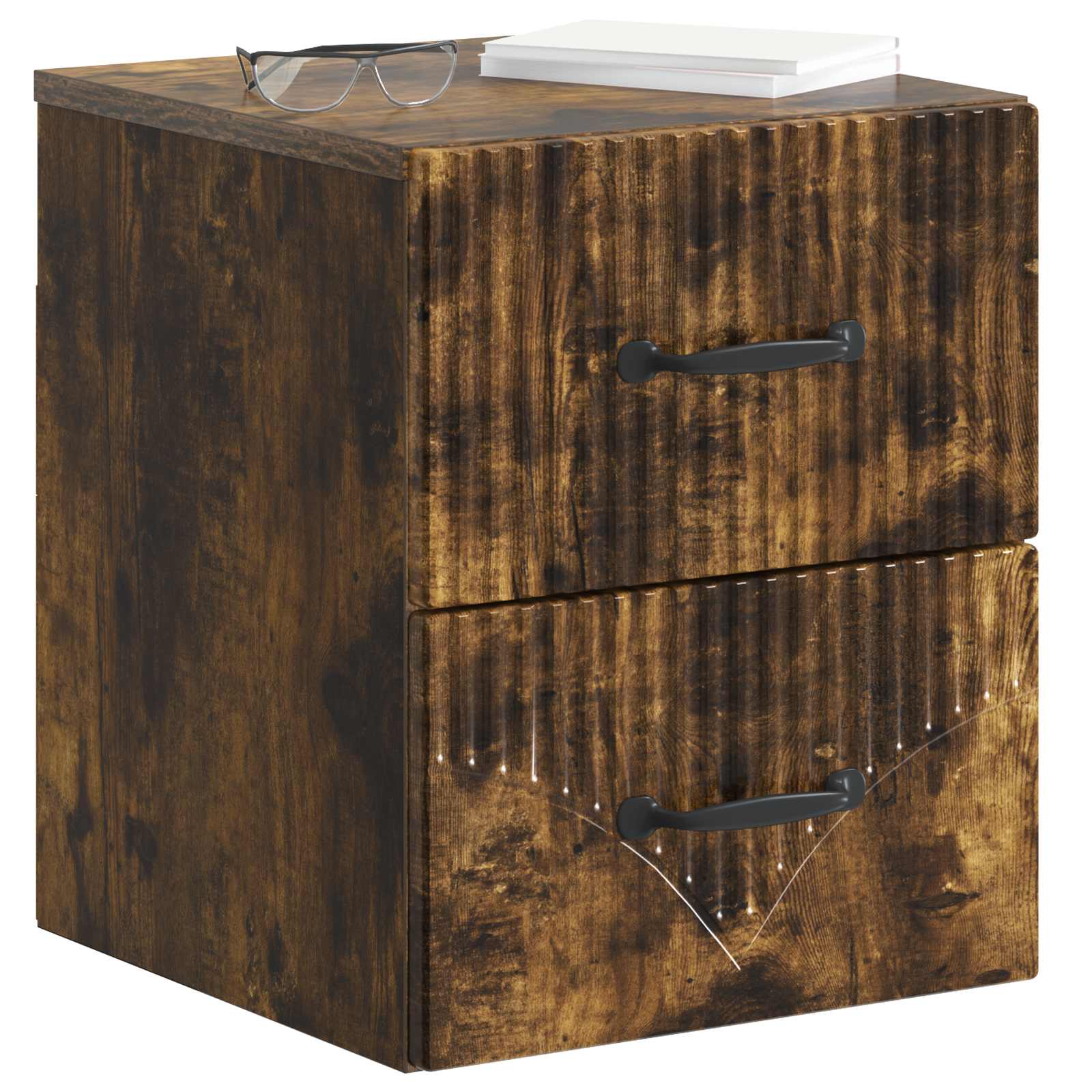 Mobiletto da notte a muro Rovere Fumo 34,5 x 33 x 40 cm | homemem39