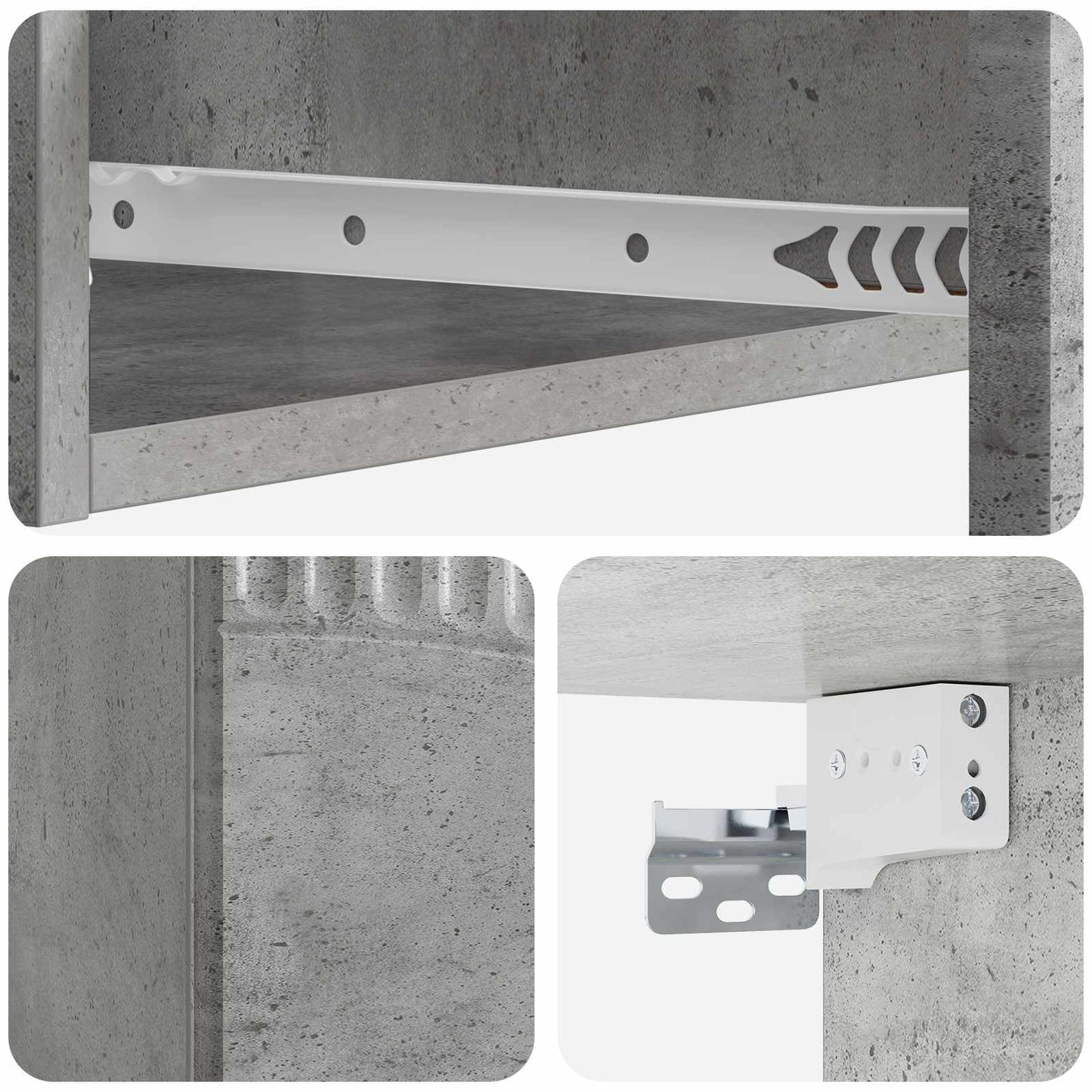 Tavolino da Parete Laterale Grigio Cemento 59 x 34,5 x 17 cm