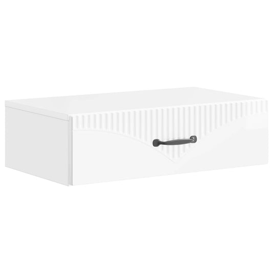 Tavolino da Parete Laterale Bianco Lucido 59 x 34,5 x 17 cm | homemem39