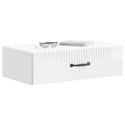 Tavolino da Parete Laterale Bianco Lucido 59 x 34,5 x 17 cm | homemem39