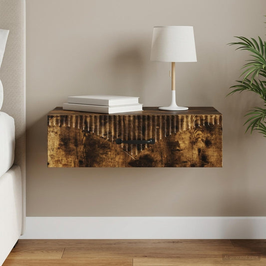 Tavolino da Parete Laterale 59 x 34,5 x 17 cm Rovere Fumo