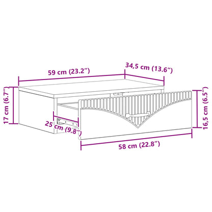 Tavolino da Parete Laterale Legno antico 59 x 34,5 x 17 cm | homemem39