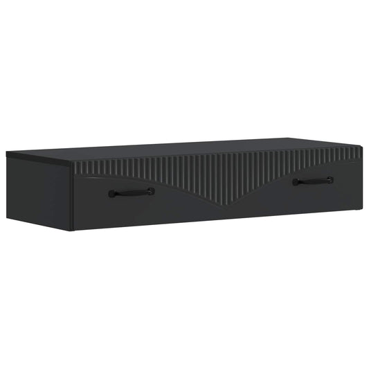 Tavolino da Parete Laterale Nero 87,5 x 34,5 x 17 cm