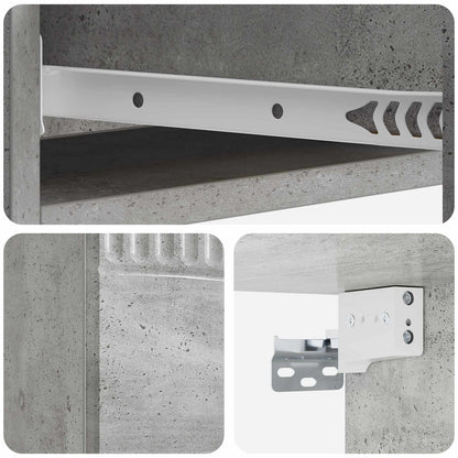 Tavolino da Parete Laterale Grigio Cemento 87,5 x 34,5 x 17 cm