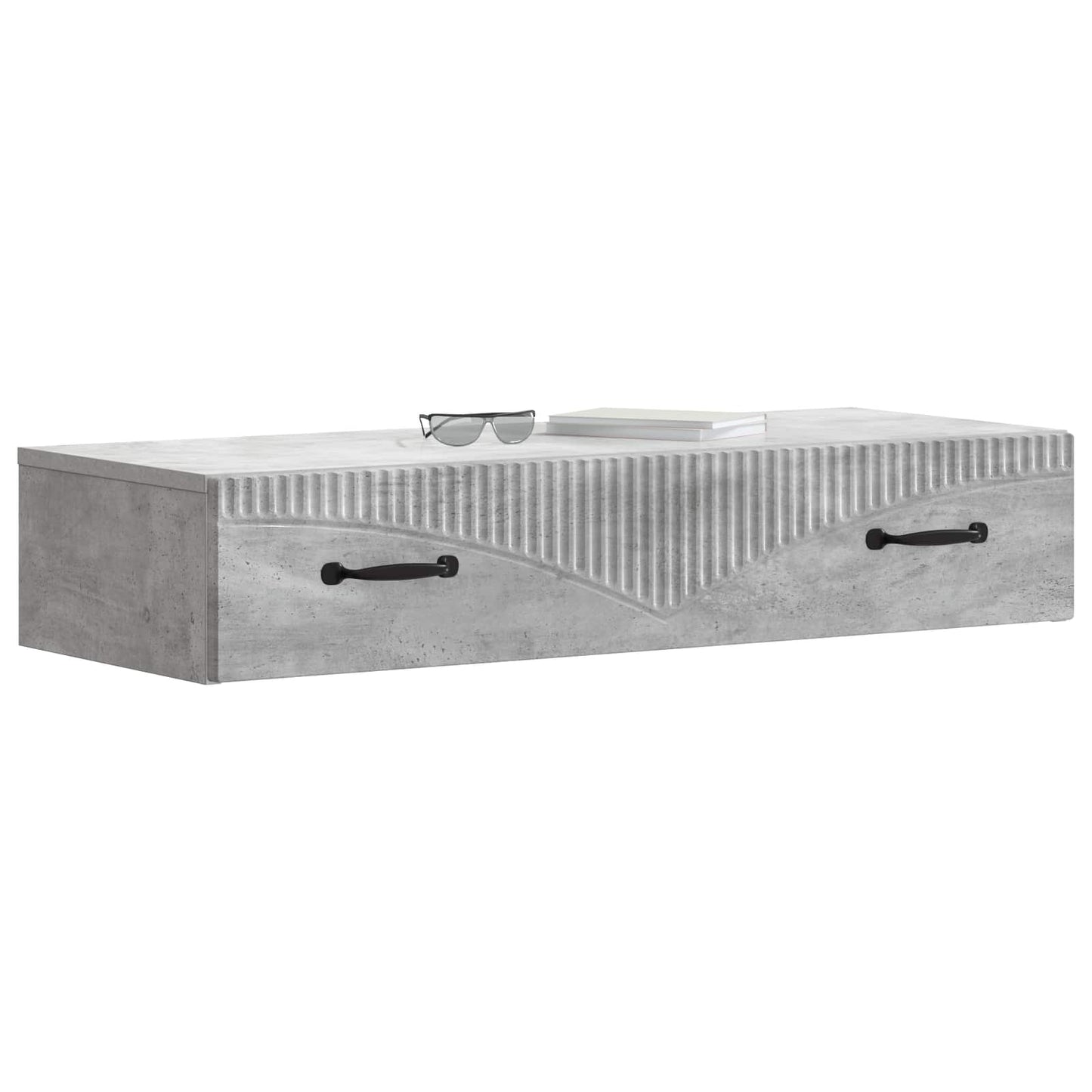 Tavolino da Parete Laterale Grigio Cemento 87,5 x 34,5 x 17 cm