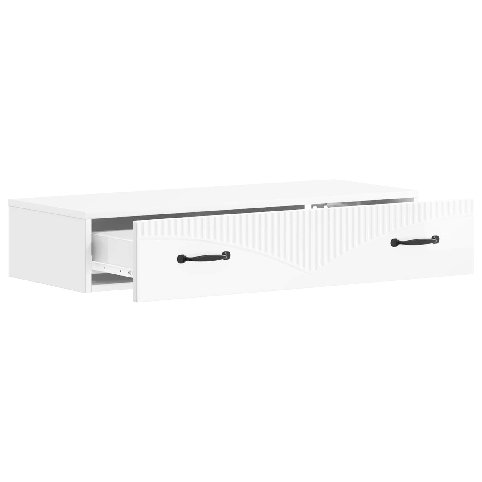 Tavolino da Parete Laterale Bianco Lucido 87,5 x 34,5 x 17 cm | homemem39