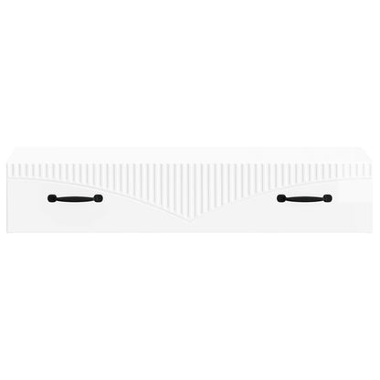 Tavolino da Parete Laterale Bianco Lucido 87,5 x 34,5 x 17 cm | homemem39
