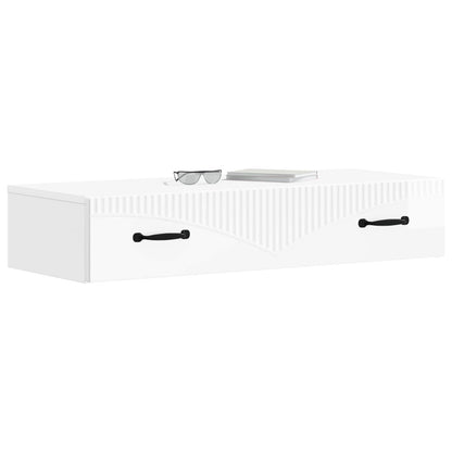 Tavolino da Parete Laterale Bianco Lucido 87,5 x 34,5 x 17 cm | homemem39