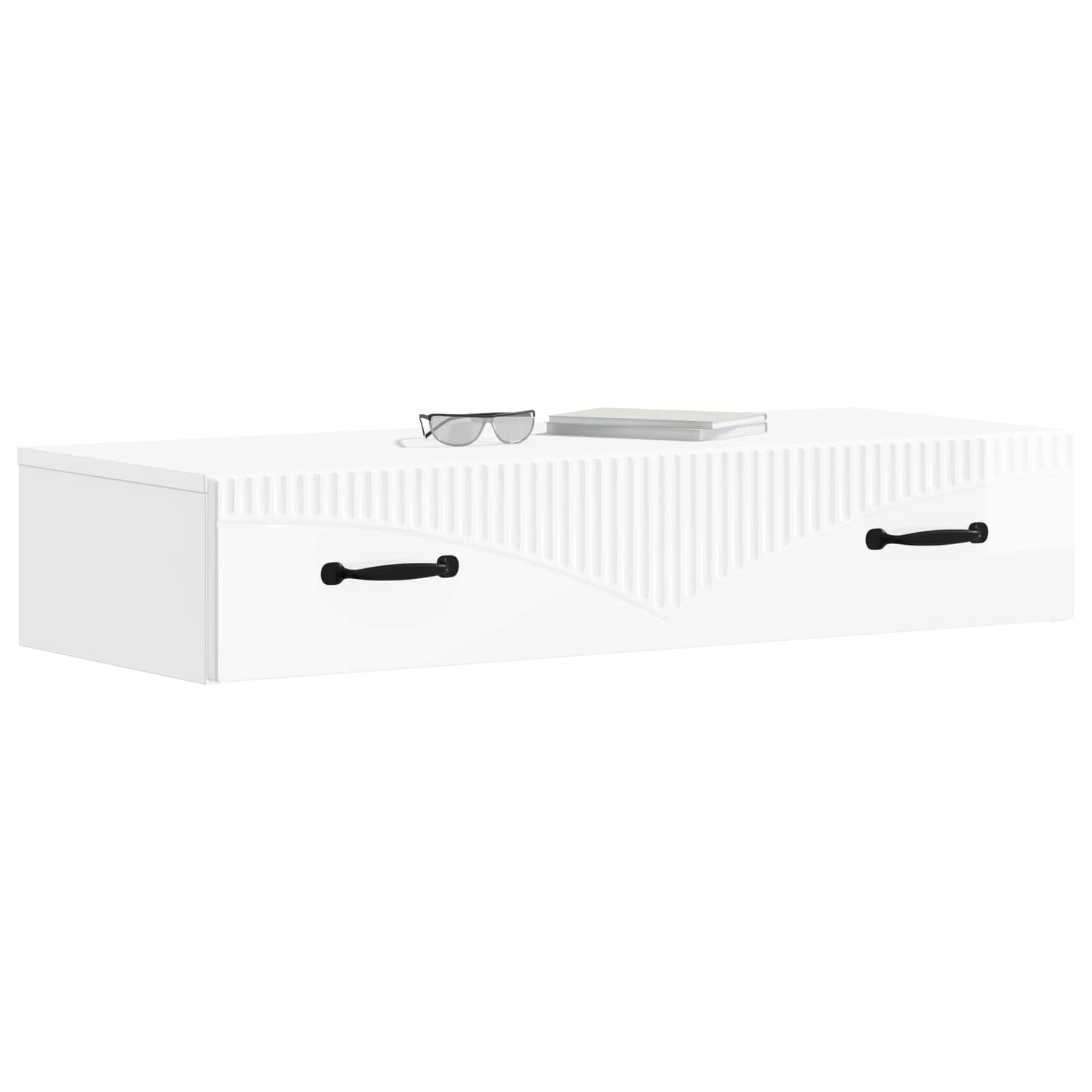 Tavolino da Parete Laterale Bianco Lucido 87,5 x 34,5 x 17 cm
