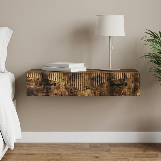 Tavolino da Parete Laterale 87,5 x 34,5 x 17 cm Rovere Fumo