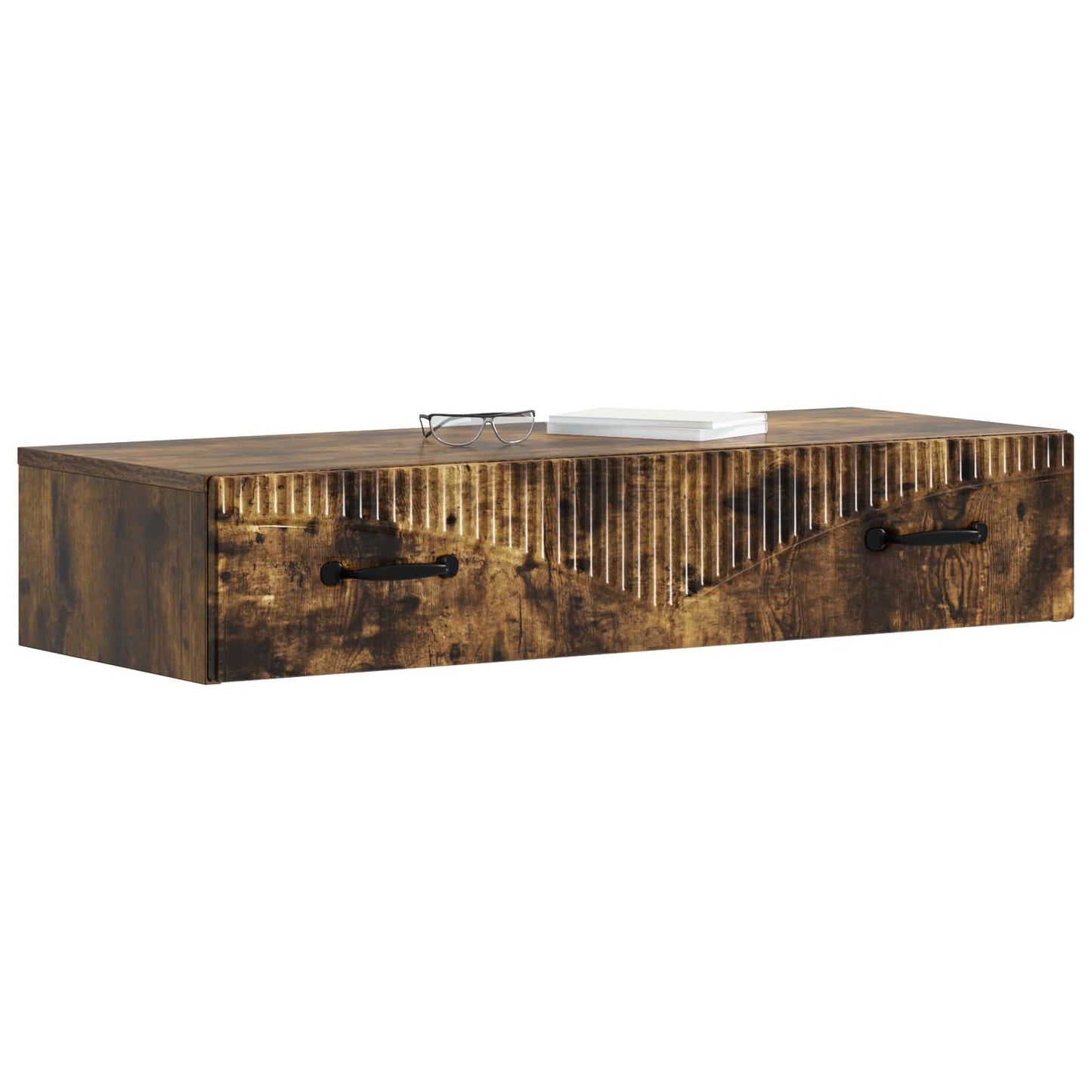 Tavolino da Parete Laterale Rovere Fumo 87,5 x 34,5 x 17 cm