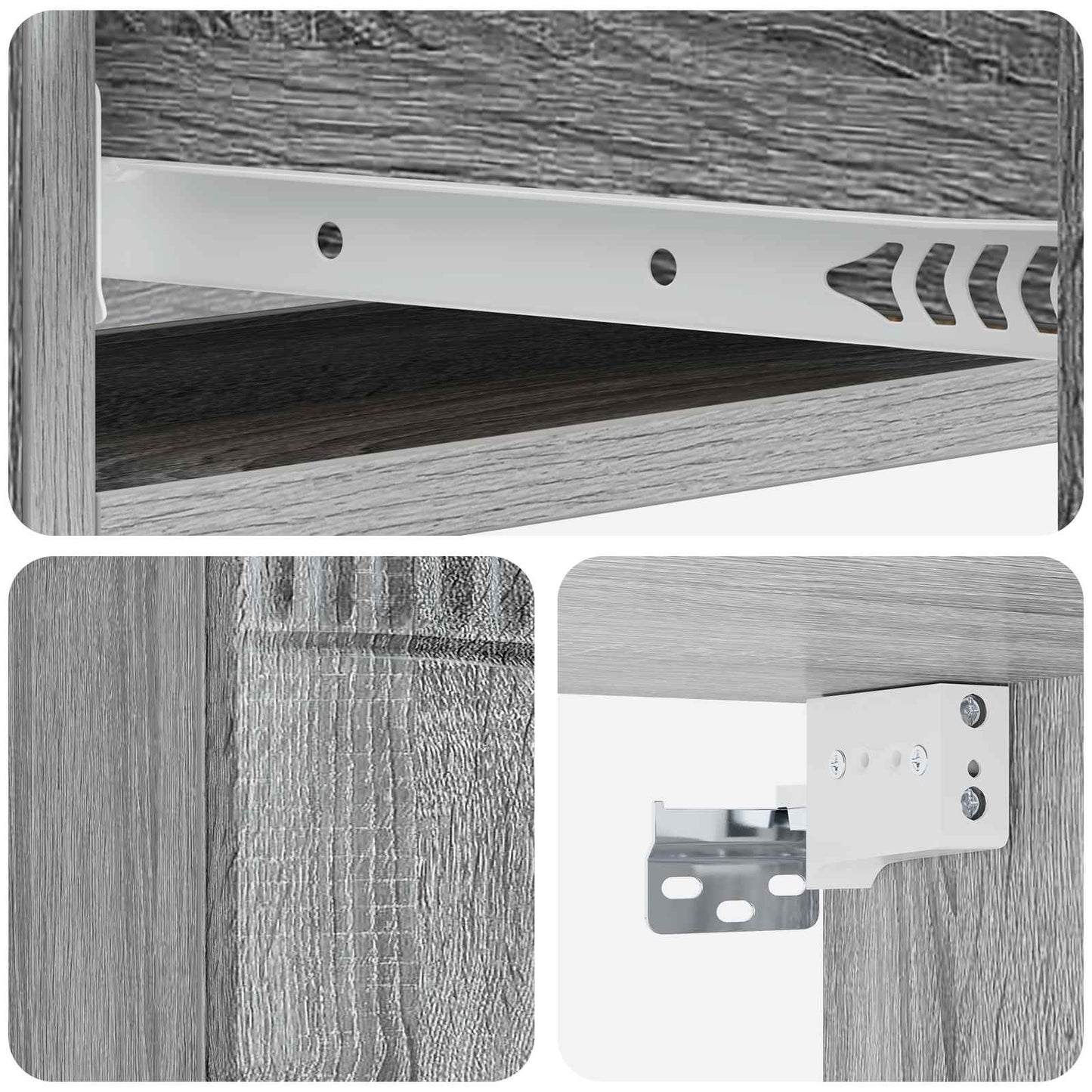 Tavolino da Parete Laterale Grigio Sonoma 87,5 x 34,5 x 17 cm