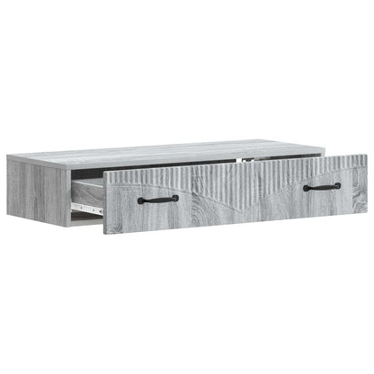 Tavolino da Parete Laterale Grigio Sonoma 87,5 x 34,5 x 17 cm