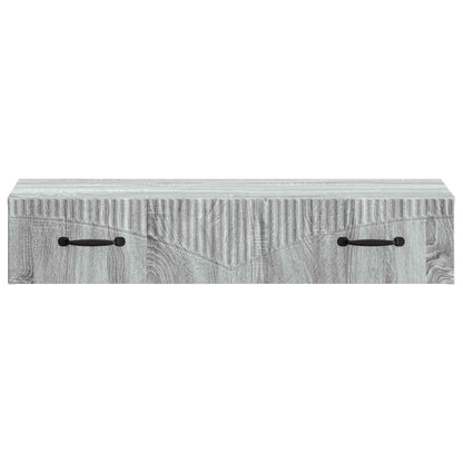 Tavolino da Parete Laterale Grigio Sonoma 87,5 x 34,5 x 17 cm