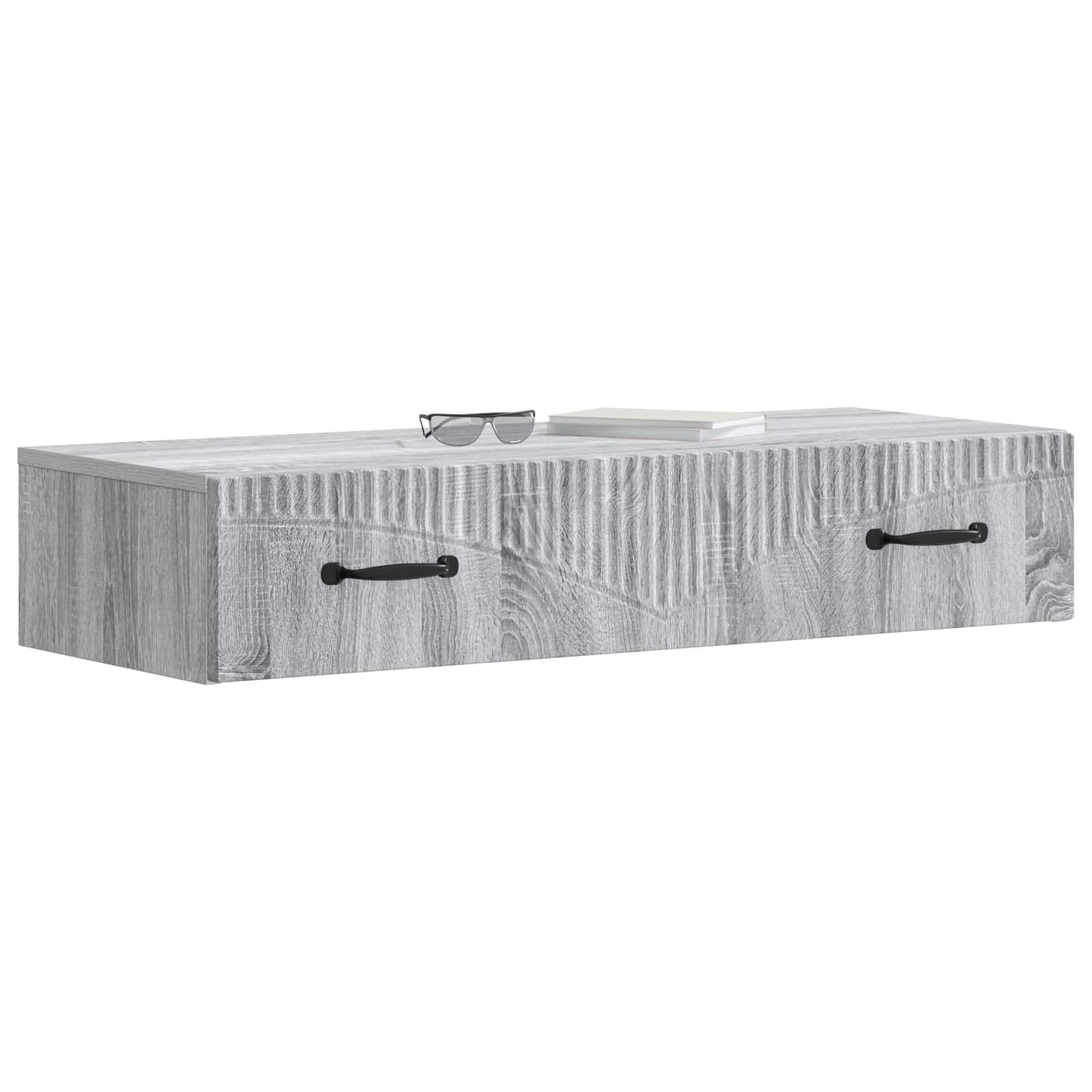 Tavolino da Parete Laterale Grigio Sonoma 87,5 x 34,5 x 17 cm