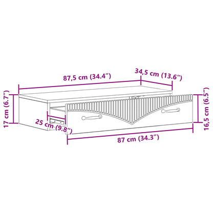 Tavolino da Parete Laterale Legno antico 87,5 x 34,5 x 17 cm | homemem39