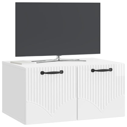 Mobile Porta TV da Muro Bianco Lucido 59,5 x 41 x 30 cm