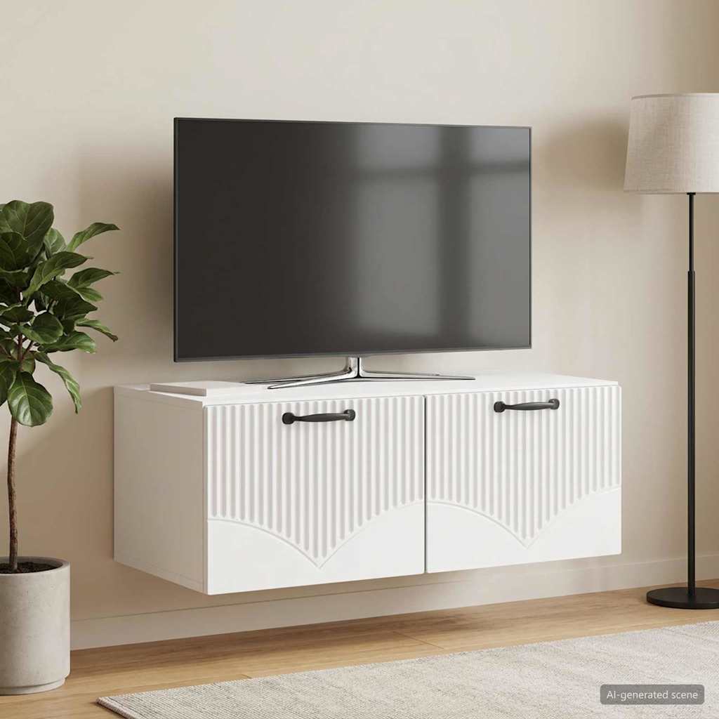 Mobile Porta TV da Muro Bianco Lucido 78,5 x 41 x 30 cm