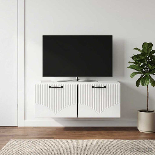 Mobile Porta TV da Muro Bianco Lucido 78,5 x 41 x 30 cm - homemem39