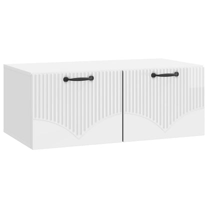 Mobile Porta TV da Muro Bianco Lucido 78,5 x 41 x 30 cm