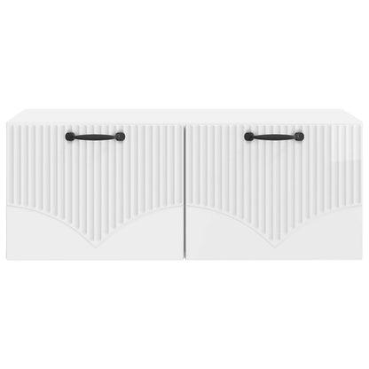 Mobile Porta TV da Muro Bianco Lucido 78,5 x 41 x 30 cm | homemem39
