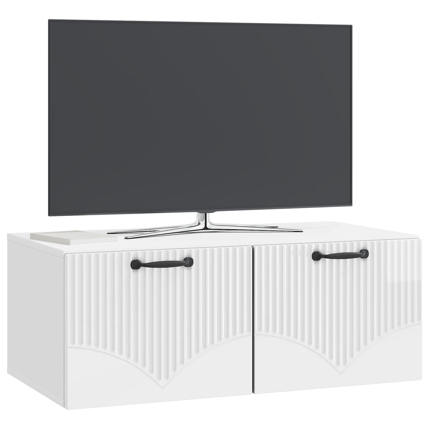 Mobile Porta TV da Muro Bianco Lucido 78,5 x 41 x 30 cm