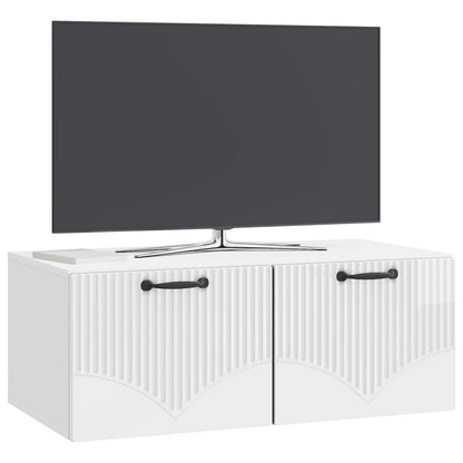 Mobile Porta TV da Muro Bianco Lucido 78,5 x 41 x 30 cm