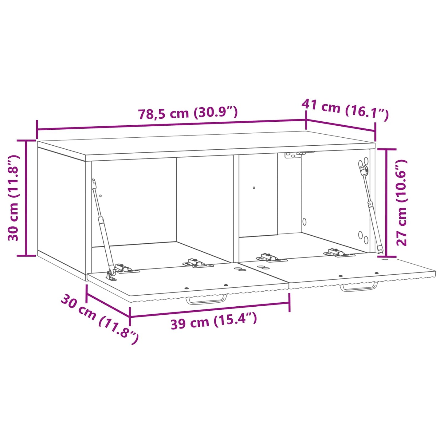 Mobile Porta TV da Muro Rovere Fumo 78,5 x 41 x 30 cm | homemem39