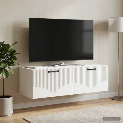 Mobile Porta TV da Muro Bianco Lucido 98 x 41 x 30 cm