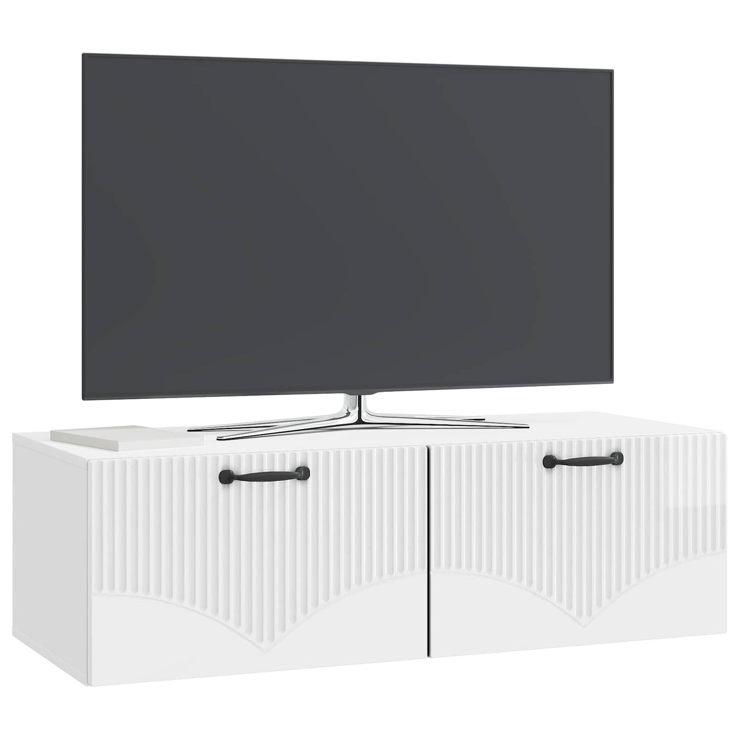 Mobile Porta TV da Muro Bianco Lucido 98 x 41 x 30 cm