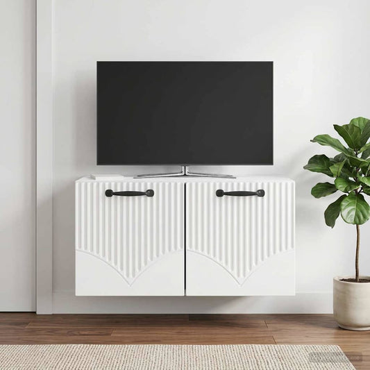 Mobile Porta TV da Muro Bianco Lucido 59,5 x 31 x 30 cm - homemem39