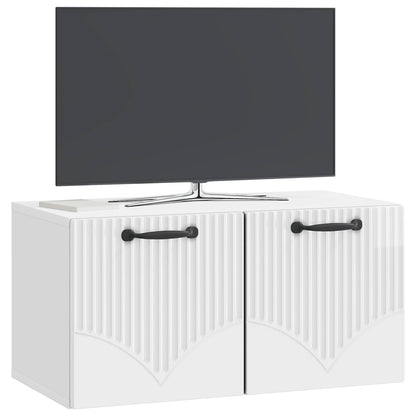 Mobile Porta TV da Muro Bianco Lucido 59,5 x 31 x 30 cm