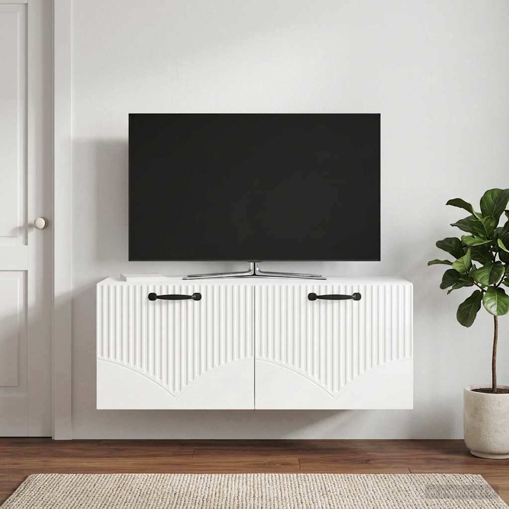 Mobile Porta TV da Muro Bianco Lucido 78,5 x 31 x 30 cm